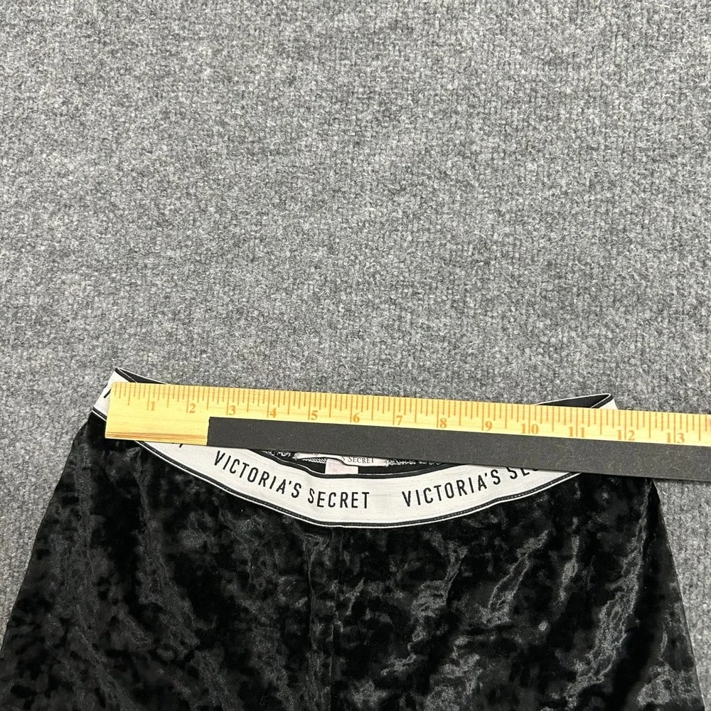 Victoria's Secret Shorts Womens Size M Black Crushed Velvet Logo Biker Lounge